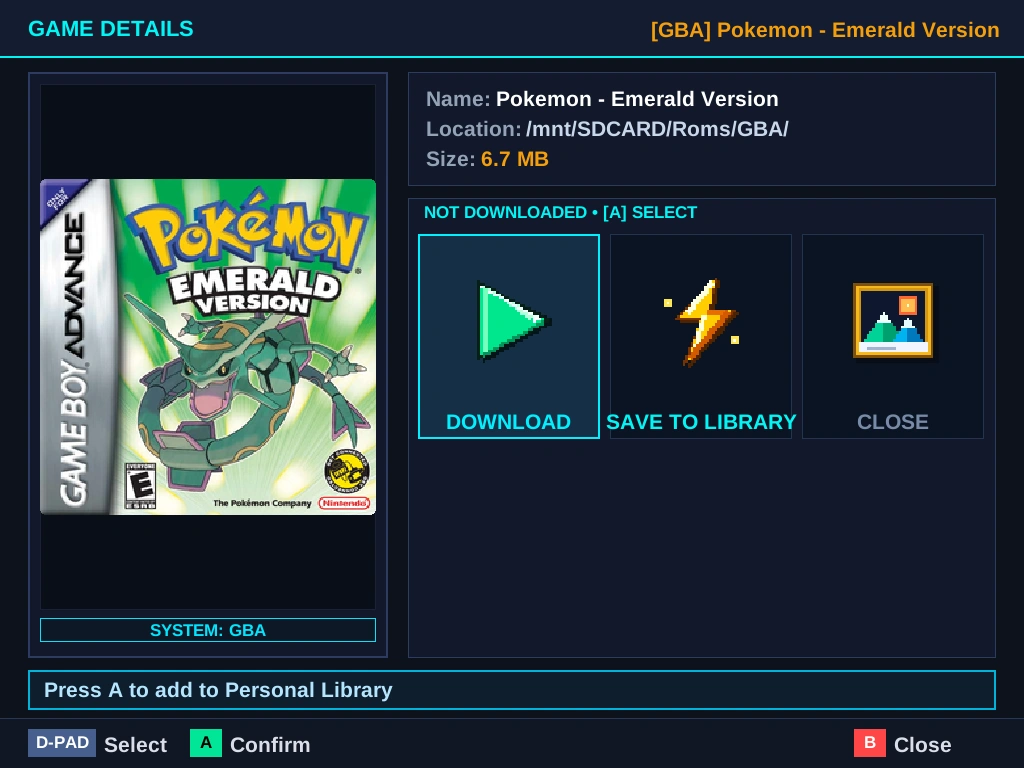 Cài đặt game một chạm RetroHub